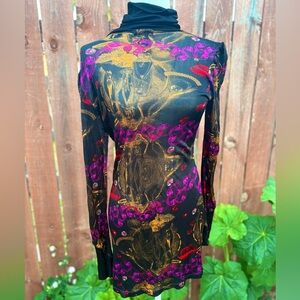 Custo Barcelona Mesh Bodycon Mini Abstract Dress Women’s Size 3